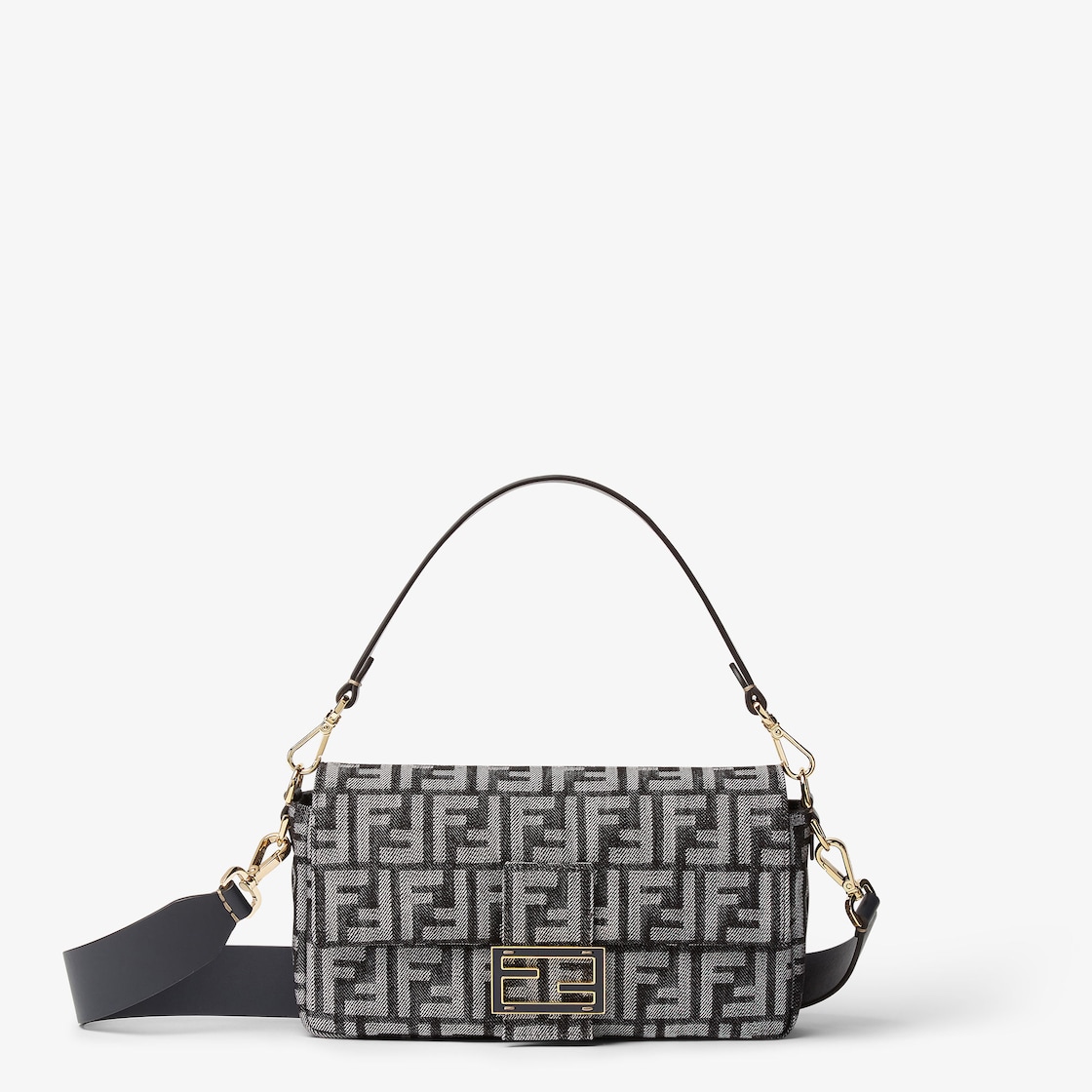 FENDI Baguette® Dark blue denim-effect FF jacquard bag - Image 1